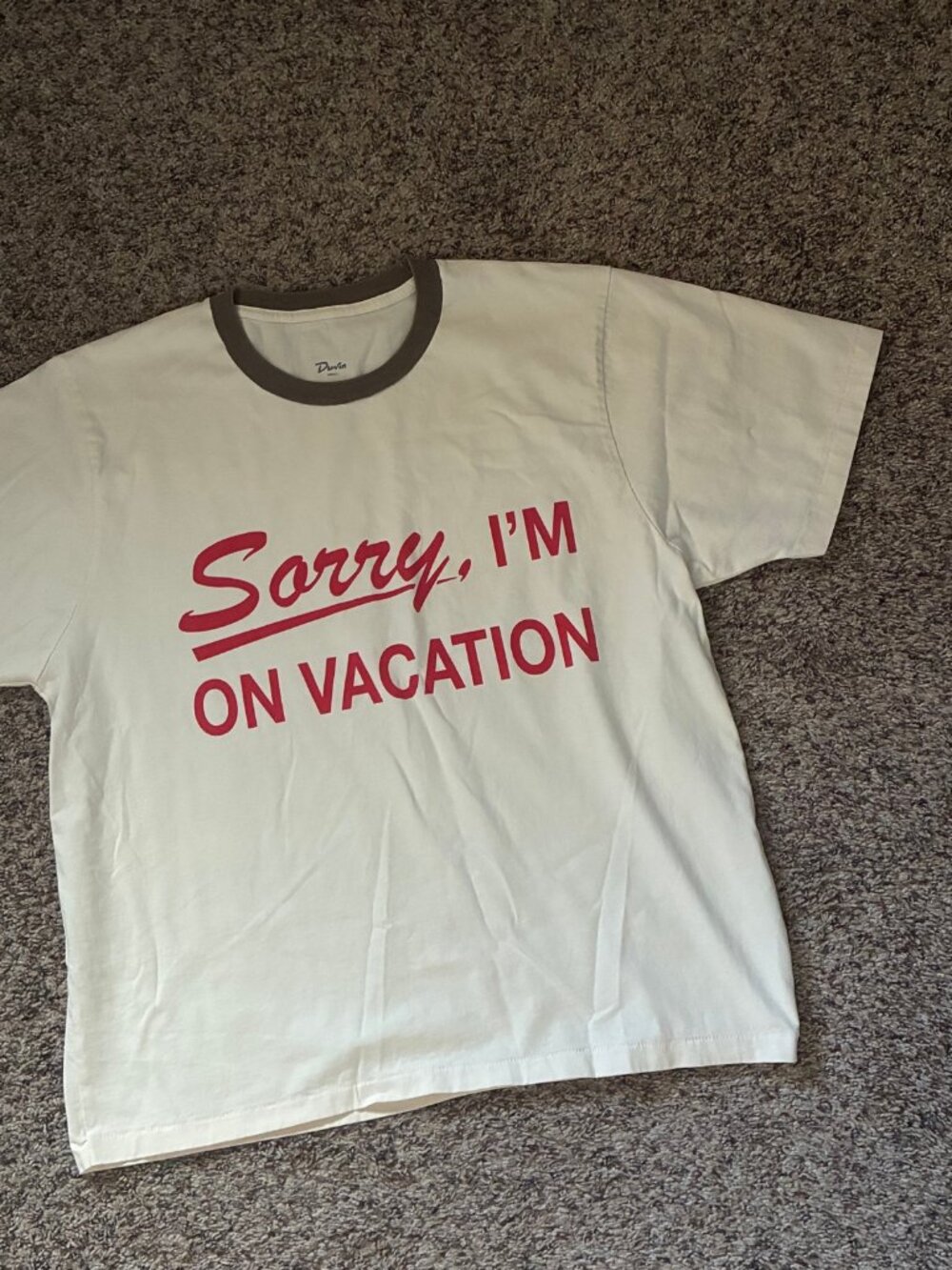 Duvin Sorry I'm On Vacation Ringer Tee Size m
